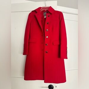 Like new red J. Crew wool blend metro coat in size 00P